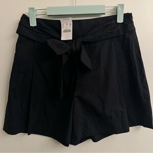 J. Crew Cotton Poplin Tie-Waist Black High-Waist Shorts SZ 6
